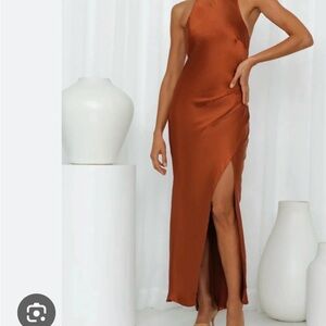 Hello Molly Copper Halter Midi Dress